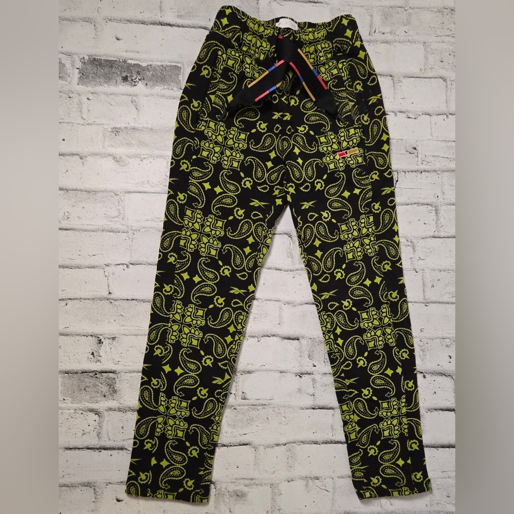 Reebok x Pyer Moss Bandana Print Jogger Pants XS Black Neon Designer